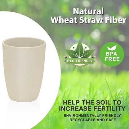 Mfacoy Wheat Straw Cups Set of 6, 12 oz Unbreakable Drinking, Stackable Tumbler - Image 2