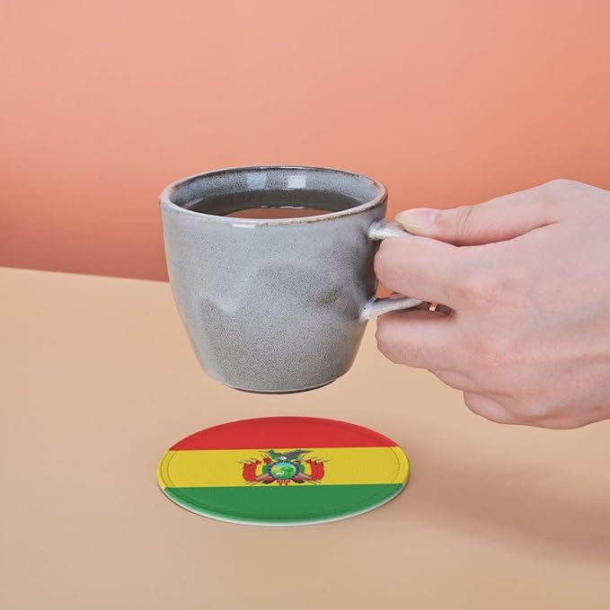 6 Pack Bolivia Flag Leather Coaster - Image 7