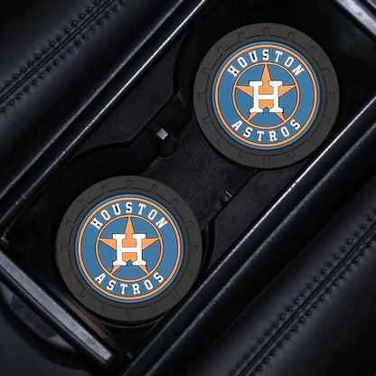 Silicone Astros Car Cup Holder Coasters,Baseball Fans Car Coasters for Huston Astros Fans, Non-Slip Universal Fit Cup Holder Insert