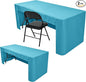 Nasitos 2 Pack Teal 6ft Table Cloth Fitted-Open Back Folding Table Cover Washable Fabric and Wrinkle Resistant Table Cloth for Trade Show, Book Fair, Career Fair, Convention, Events