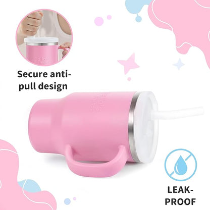 Bella's Friends Handy Mini Tumbler – Adorable 9 oz Sippy Cup for Toddlers 1-3 years old, Flexible Straw, Stainless Interior & Silicone Body, Leak‑Proof, Dishwasher Safe, Ideal for Travel or At Home