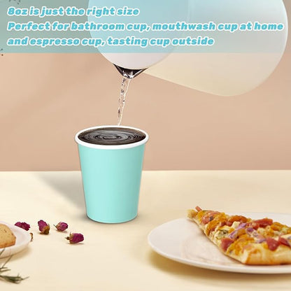 50 Pack 8 oz Disposable Paper Cups, Paper Coffee Cups-Light Blue | Beverage Cups - Image 4