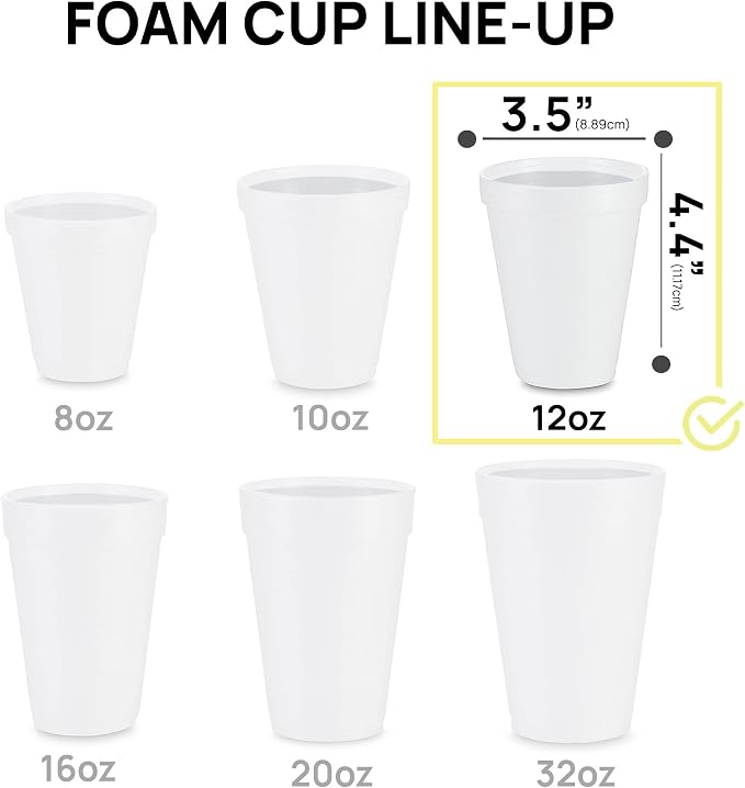 Shop Square 12 Oz Disposable Foam Cups, Made in the USA, To-Go Cups - Image 3