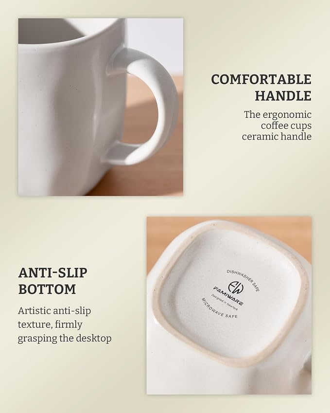 famiware Coffee Mugs Set of 4, Ocean Square 13oz Coffee Cup Set - Image 7