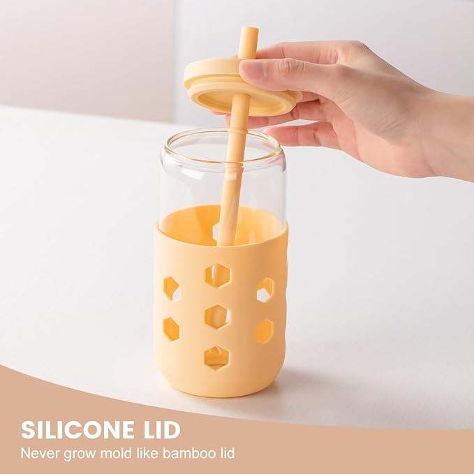 Mrsdry 16 oz Glass Cups with Lids and Straws - Image 7
