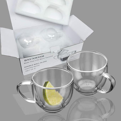 Double Wall Glass Expresso Coffee Mugs Set Of 4 Insulted Clear Cappuccino - Image 5