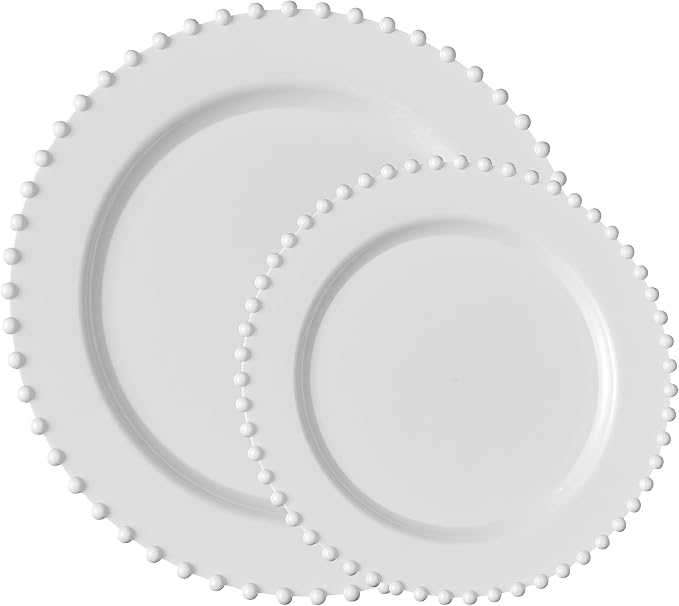 PLASTICPRO 32 Piece Combo Plastic Dinner Plates Disposable Plastic Fancy Heavy by PLASTICPRO