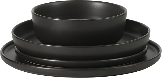 Gibson Elite Bayou Moon Plates and Bowls Sets, 16-Piece Black Matte Stoneware - Image 7