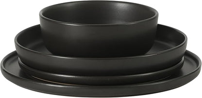 Gibson Elite Bayou Moon Plates and Bowls Sets, 16-Piece Black Matte Stoneware - Image 7