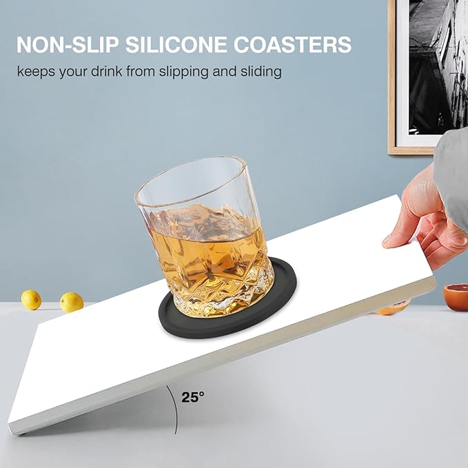 2 Pack Silicone Coasters for Drinks, Round Black Coaster - Image 6