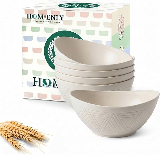 Wheat Straw Small Bowls Dessert Bowls Set of 6 Unbreakable Ice Cream Bowls by HOMIENLY