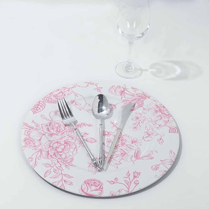 Efavormart 6 Pack White Pink Floral Acrylic Charger Plates in French Toile - Image 6