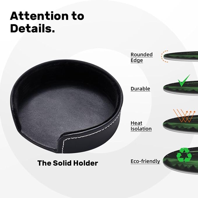 Modern UFO Mountain Art Leather Coasters Set of 6 - Image 4