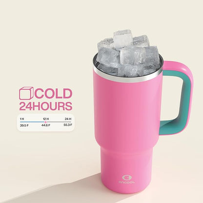 ENCOOL 32 oz Tumbler with Handle and Straw: Stainless Steel Insulated Tumbler - Image 5