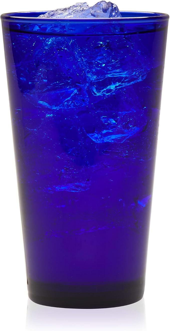 Libbey Cobalt Flare Drinking Glasses Set of 8, Classic Design Glass Cups by Libbey