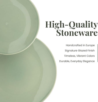 Larder & Vine Ceramic Stoneware Dinnerware 16-Piece Set, 4 Place Settings (Sage)