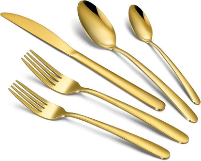Hunnycook 20-Piece Gold Silverware Set by Dedicatedtoenhancingyourdiningexperience