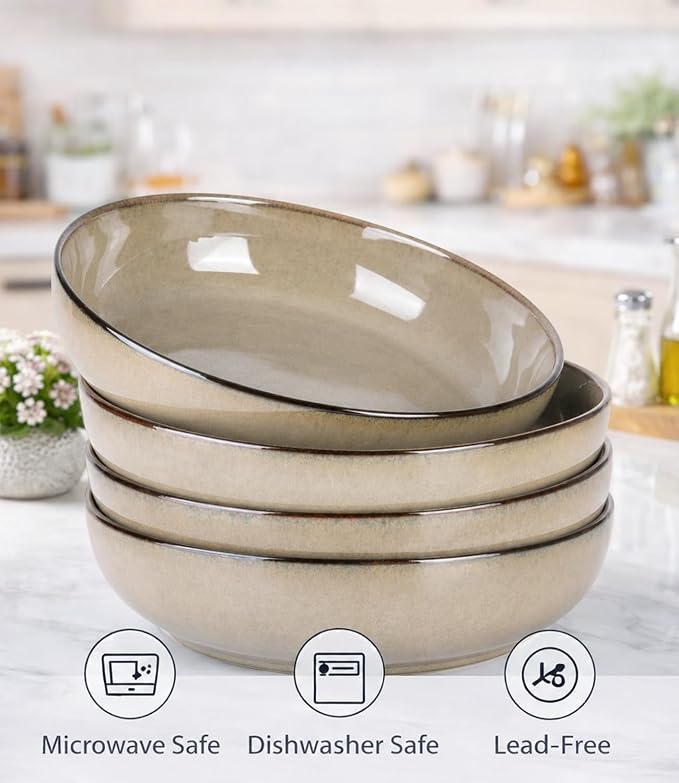 GBhome 8.75'' Large Ceramic Pasta Bowls, 38oz Stoneware Pasta Serving Bowls Set - Image 7