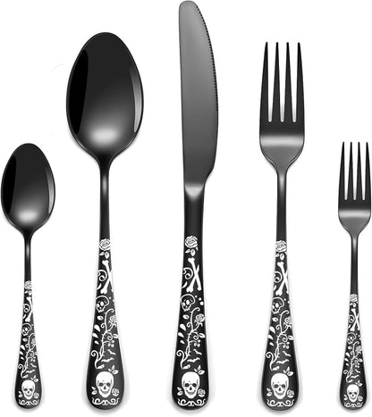 40-Piece Black Skull Silverware Set - Image 8