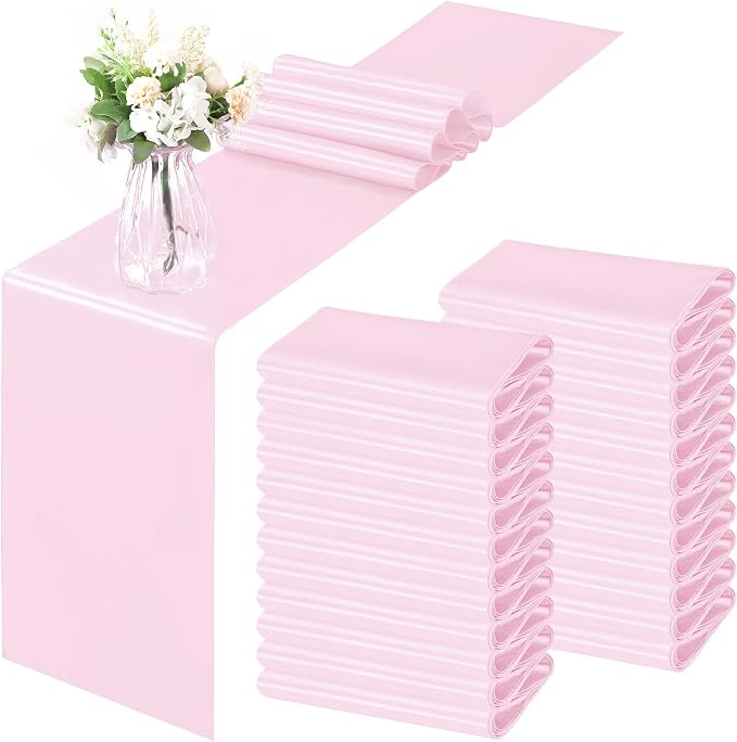 Horbaunal 2 Pack Light Pink Satin Table Runner 12 x 108 Inch | Smooth Table by Horbaunal