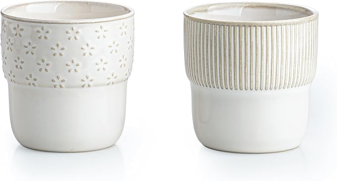 Espresso Cups Set of 2, 4oz Espresso Shot Cups, Mini Coffee Mugs Farmhouse Decor by MIKIGEY