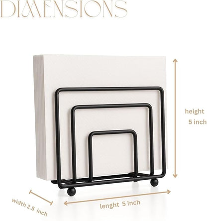 Napkin Holder for Table Countertop, Modern Decorative Sturdy Iron Black Metal - Image 2