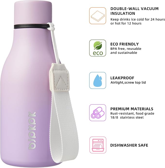BJPKPK 12oz Insulated Water Bottle, Stainless Steel Bottle - Image 2