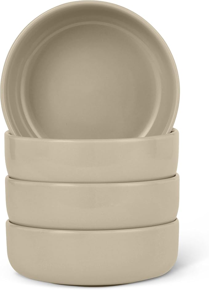 Amazon Basics Glazed Stoneware Bowls, 4-Piece Set, Microwave and Dishwasher-Safe by AmazonBasics