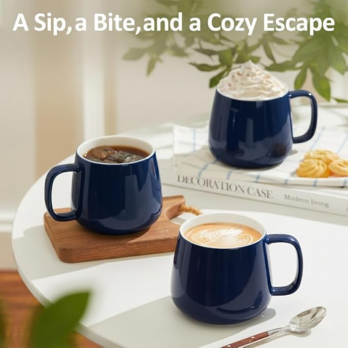 Teocera 16oz Ceramic Coffee Mugs Set of 4 – Stackable Latte Cups, Dishwasher & - Image 6