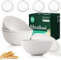 Wheat Straw Cereal Bowls with Lids, Unbreakable Plastic Bowls Set of 4 by HOMIENLY