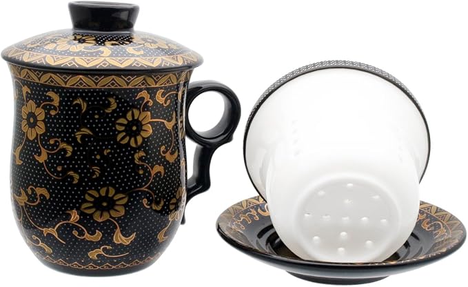Porcelain Tea Cup with Infuser Lid and Saucer Sets - Image 6