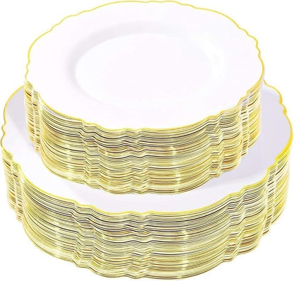 100pcs Gold Plastic Plates by WDF