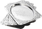 4-Pack Small Silver Serving Trays Set - ZENOVLUX Oval Vintage Engraved Mirror Decorative Tray, 11.4" x 7" Party Platters for Valentine's Day, Food, Appetizer, Charcuterie, Cookies, Desserts