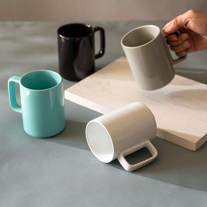 E-liu Large 15 Ounces Porcelain Coffee Mug Tea Mugs Set of 6 | Cups - Image 7