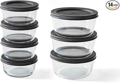 14-Piece Glass Food Storage Containers Set | 1-Cup & 2-Cup, Leakproof | by DuraLiving