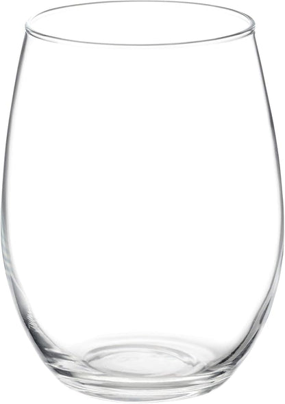 DISCOUNT PROMOS 10 ARC Stemless Wine Glasses Set, 21 oz. - Chardonnay, Cabernet, Merlot, Sauvignon - Clear
