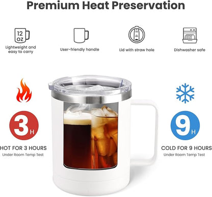 MEWAY 12oz Coffee Mug With Handle 2 Pack Bulk, Stainless Steel Insulated Travel - Image 3