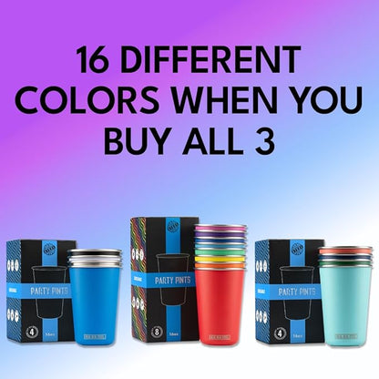 Real Deal Steel Party Pints: 16 oz Pint Cups, Stackable Tumblers, Eco Friendly - Image 2