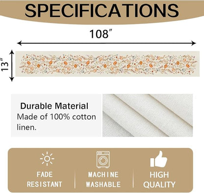 RABUSOFA Fall Table Runner 13x108 Inch Pumpkins Fall Decor - Image 8