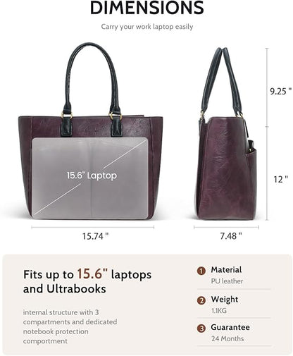 Laptop Tote Bag for Women, Leather Work Tote - Image 6