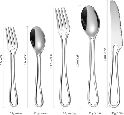 Silvery Flatware Set 4 Hollow Out Cutlery Stainless Steel Silverware 20 Pieces - Image 6