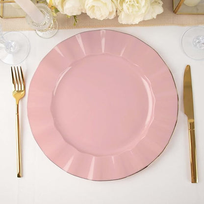 Efavormart 11" Dinner Plates – Set of 10 Plastic Dusty Rose Round Disposable - Image 8