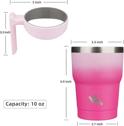 Konokyo 10 oz Tumbler with Handle and Straw, Insulated Travel Mug | Cherry; - Image 4
