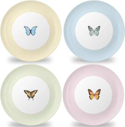 4 Set 10 Inch Butterfly Melamine Plates Spring Butterfly Dinnerware Set by Afniimyapt