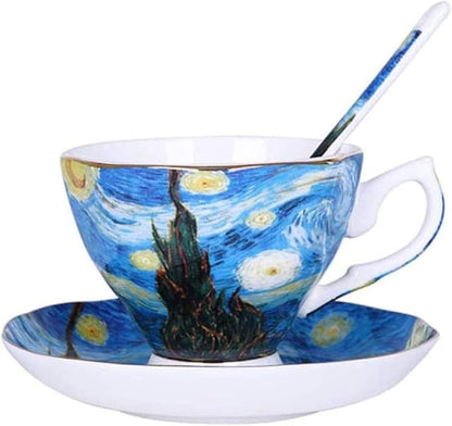 Bone China Cup &Saucer Set, 7oz- Van Gogh's Paintings by Eplze