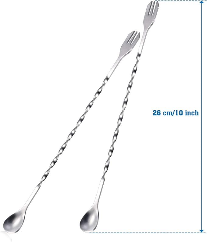 Boao 16 Pcs 10 Inch Long Bar Spoon Cocktail Spoon Stirring Mixing Stainless - Image 2