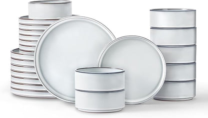 LIANYU Plates and Bowls Set for 8, 24 Piece Stoneware Dinnerware Sets | by LIANYU