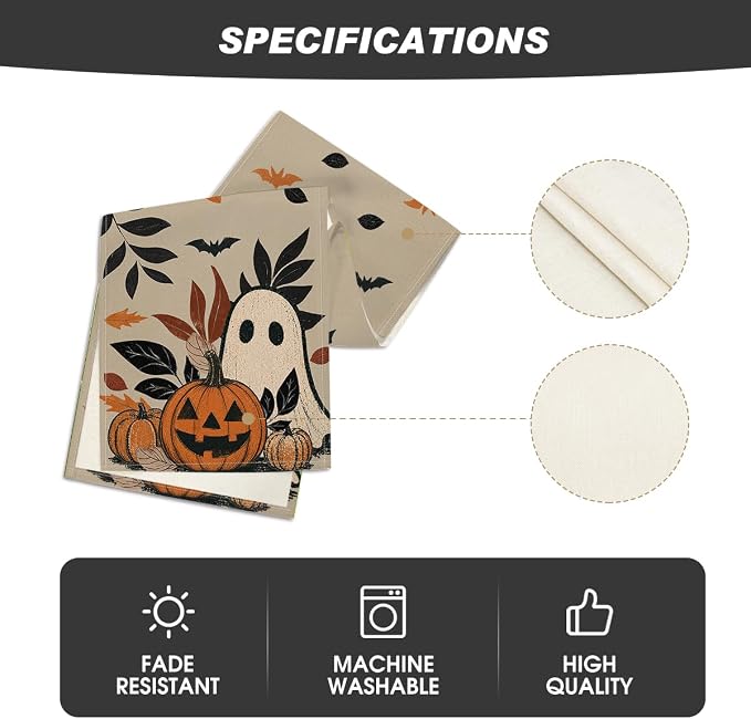 Artoid Mode 210 GSM Halloween Table Runner 13x72 Inch Home Party Decor | Leaves - Image 5