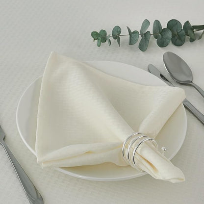 maxmill Cloth Napkins 20 x 20 Inch Weaved Texture Pattern Soft Comfortable and Luxury Serviette for Restaurant Family Dinners Weddings Parties and Banquets Set of 4 Pieces, Ivory