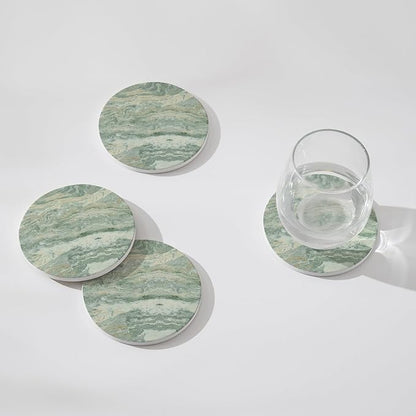 Set of 6 Sage Green Abstract Onyx Marble Coasters - Image 4